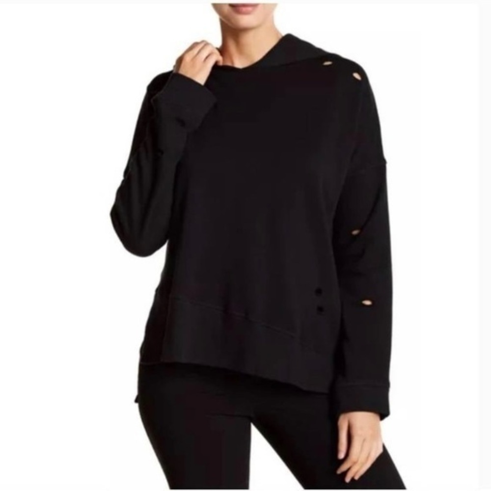 Abound Solid Black Hoodie with Perforations